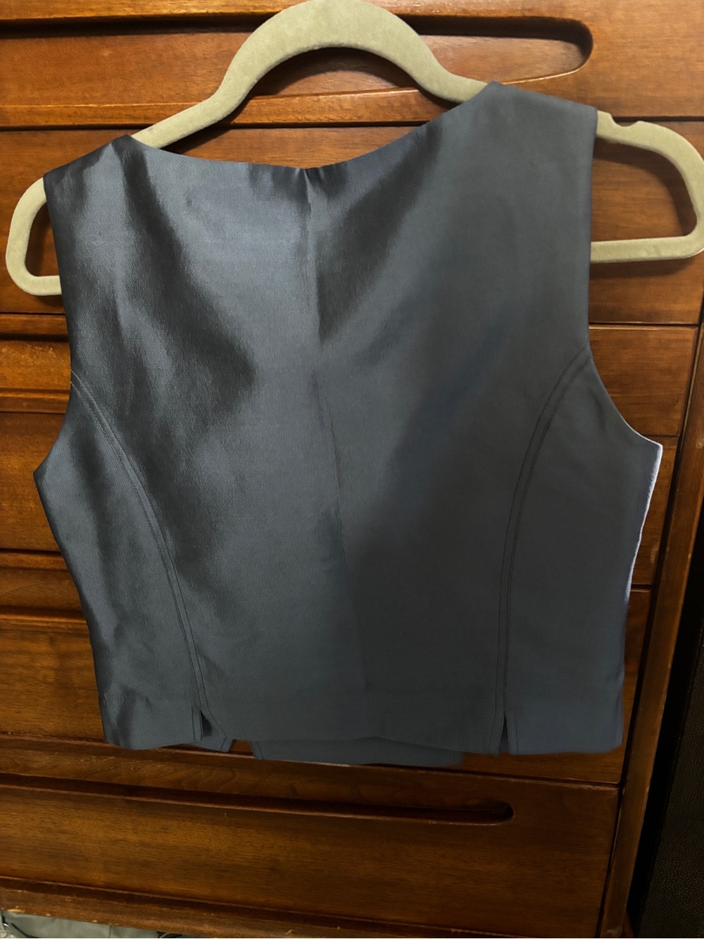 Chelsea Mak silk blend Sleeveless Blue Crop Top - Modern Minimal size small - Picture 7 of 9